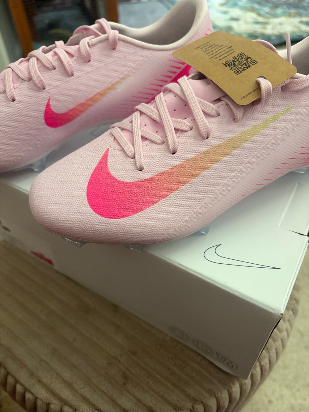 Nike Women’s Pink Gradient Swoosh Athletic Shoes